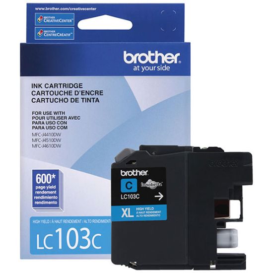 Picture of Brother LC103C High Yield Cyan Ink Cartridge (600 Yield)