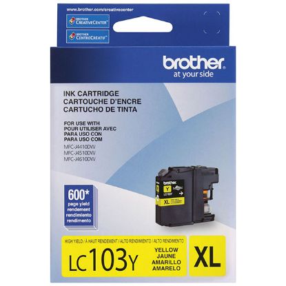 Picture of Brother LC103Y High Yield Yellow Ink Cartridge (600 Yield)