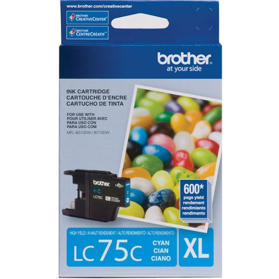 Picture of Brother LC75C High Yield Cyan Ink Cartridge (600 Yield)