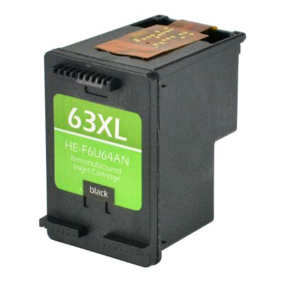 Picture of Remanufactured F6U64AN (HP 63XL) High Yield Black Ink Cartridge (480 Yield)