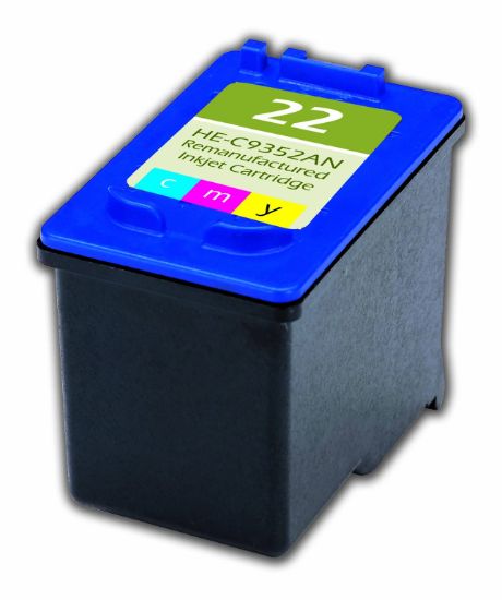 Picture of Remanufactured C9352AN (HP 22) Tri-Color Ink Cartridge (165 Yield)