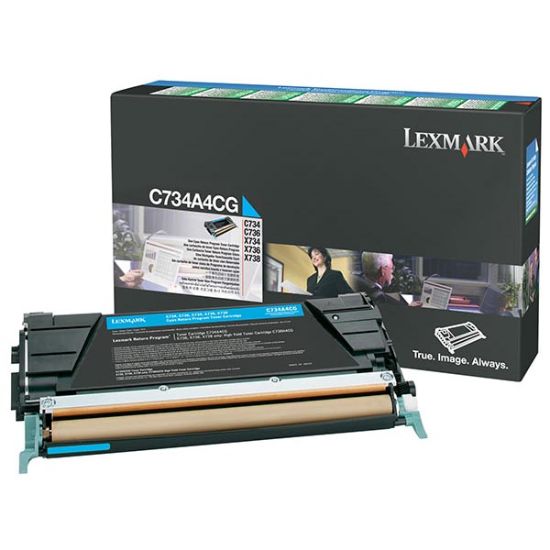Picture of Lexmark C734A1CG Cyan Toner Cartridge (6000 Yield)