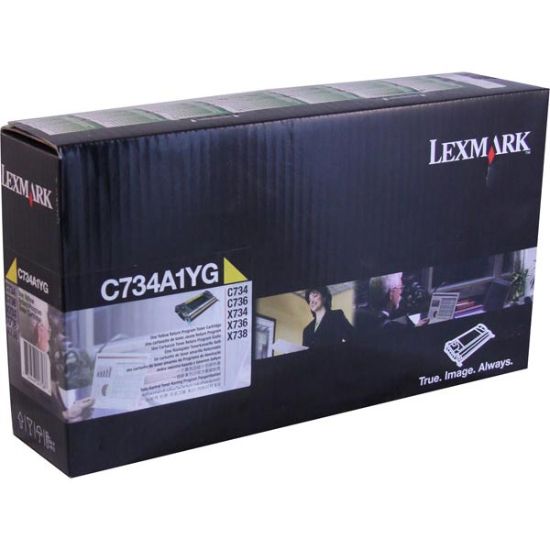 Picture of Lexmark C734A1YG Yellow Toner Cartridge (6000 Yield)