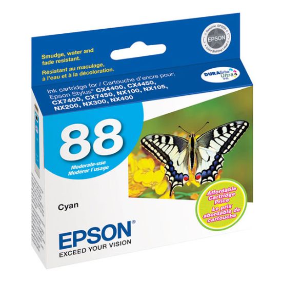 Picture of Epson T088220 (Epson 88) Cyan Ink Cartridge (165 Yield)