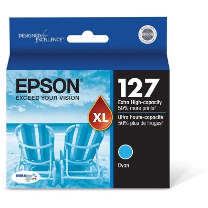 Picture of Epson T127220 (Epson 127) Extra High Yield Cyan Ink Cartridge (775 Yield)
