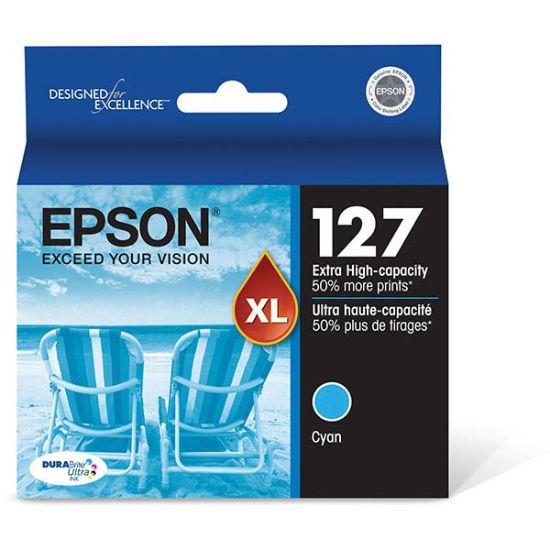 Picture of Epson T127220 (Epson 127) Extra High Yield Cyan Ink Cartridge (775 Yield)